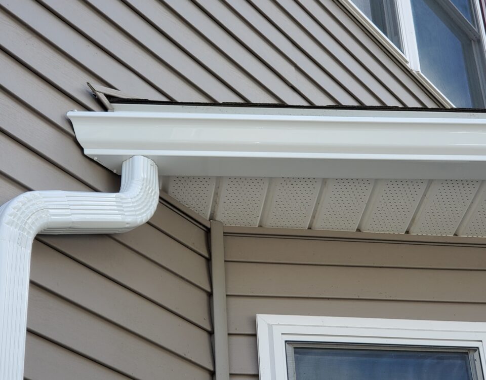 seamless gutters on a home in central Maine